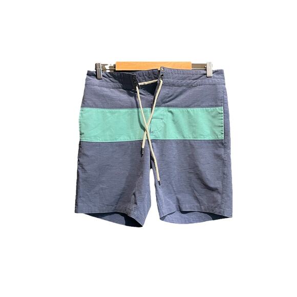 Faherty Blue Green Colorblock Men's Activewear Board Shorts Size 30 - Picture 1 of 5